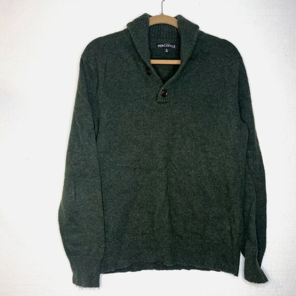 J Crew Mercantile Shawl Collar Green Lambswool Blend Pullover Sweater X-Small - Picture 1 of 3